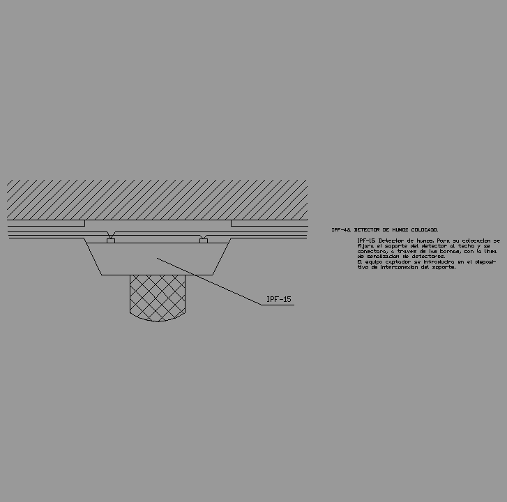 Bloque Autocad Detector de humos colocado